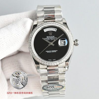 Rolex Daydate 3255 Movement 904L Steel 36mm 5L27K422 Black Dial Watch